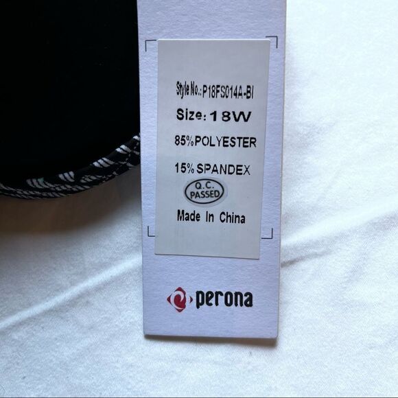 Perona NWT 2 piece swim suit 18W top Blk/grn/ylw fronds, shorts black side ties - Picture 7 of 12